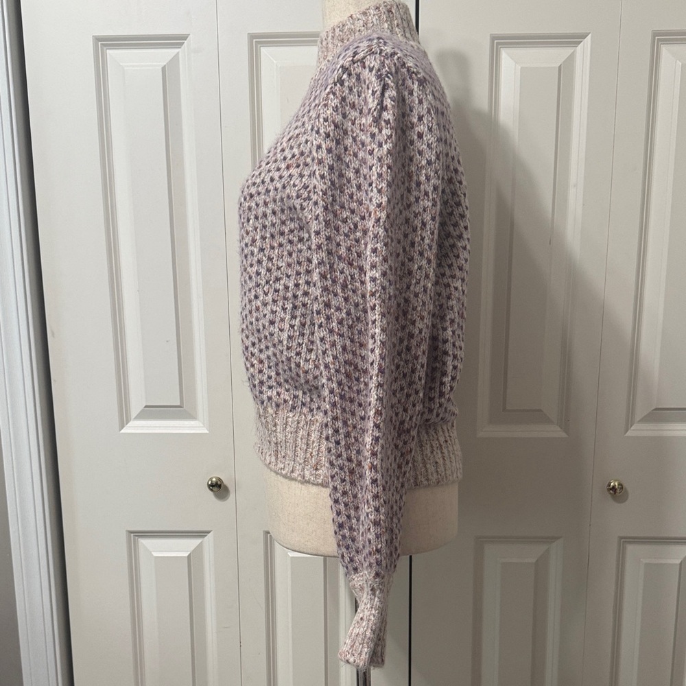 CeCe NWOT❤️ Women's Sweater Textured Cream and Purple - Picture 3 of 13